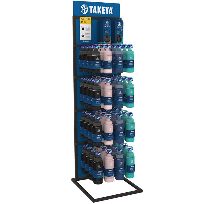 Takeya Actives Insulated Stainless Steel Water Bottle Display - Asst Asst 64Ct Floor Display