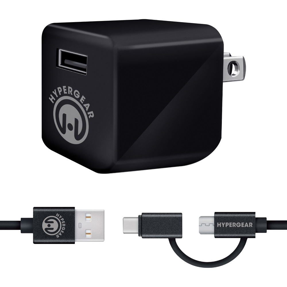 Wall Charger with Cable USB-A to USB-C Black