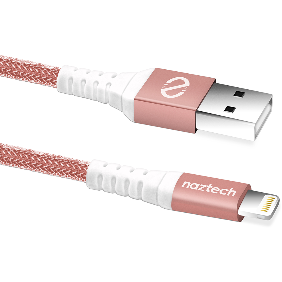Braided MFI Lightning Charge and Sync Cable  Rose Gold