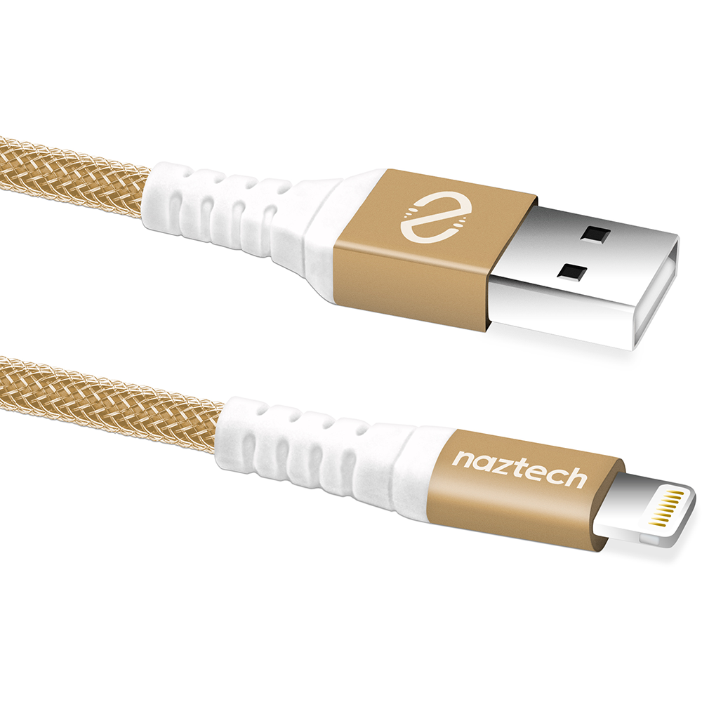 Braided MFI Lightning Charge and Sync Cable  Gold