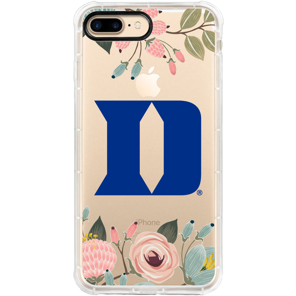 Custom Logo Floral Pink Tough Edge Phone Case Duke University Clear