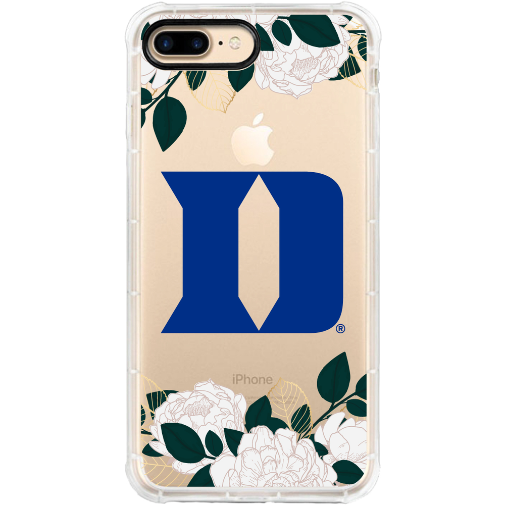 Custom Logo Floral White Tough Edge Phone Case Duke University Clear