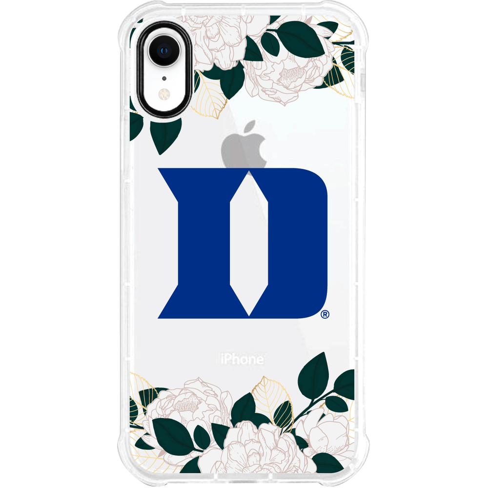 Custom Logo Floral White Tough Edge Phone Case Duke University Clear