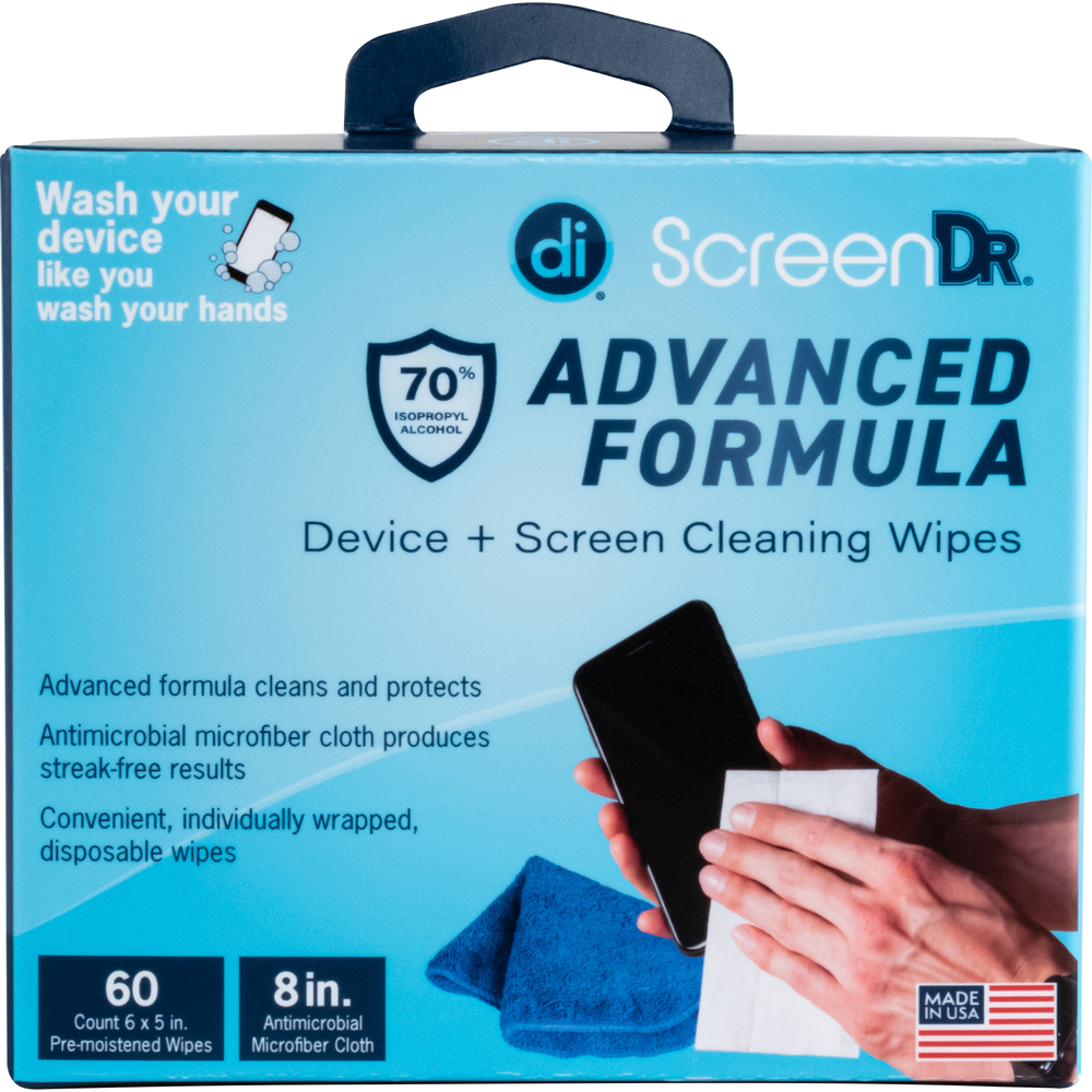 Screen Dr Advanced Formula Wet Wipes  Black/Blue, PACKAGE 60Ct