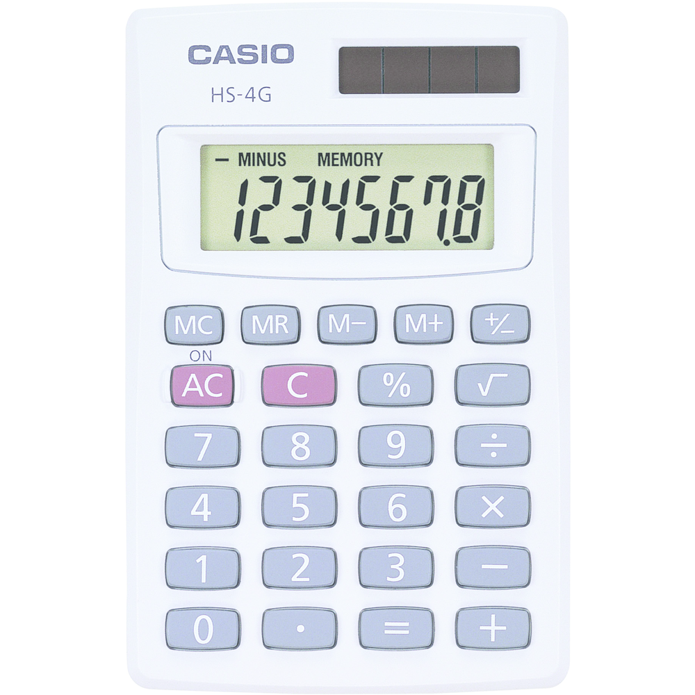 HS-4GS Basic Calculator  White, PACKAGE 1Pk