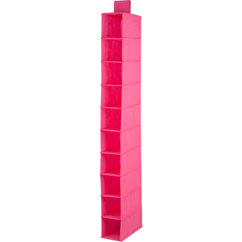 Hanging Shoe and Accessory Closet Organizer 10 Shelf/Non-Woven Pink, PACKAGE 1Pk