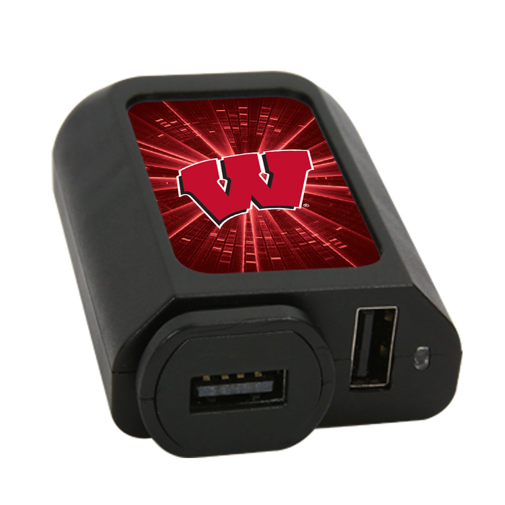 Custom Logo QuikVolt WP-210 2-in-1 USB Car and Wall Charger Combo University of Wisconsin - Madison 